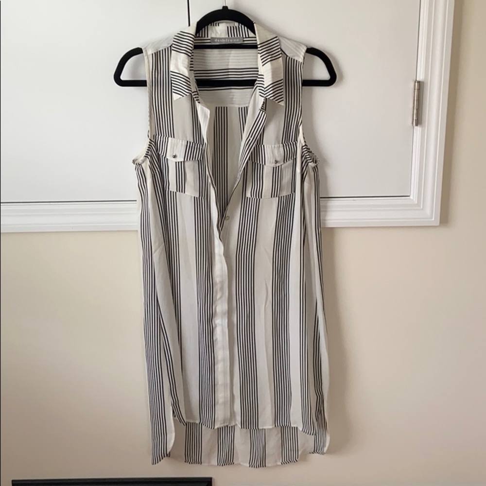 Daniel Rainn Black and White Striped Shirt Dress